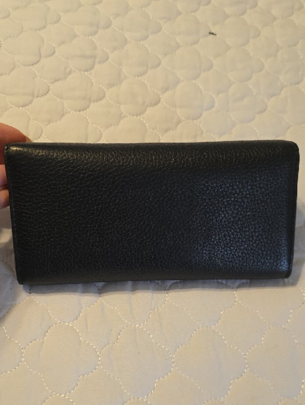 Tory Burch Black Leather Continental Wallet with Gold Logo Emblem - Picture 6 of 6